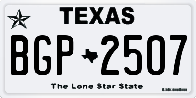 TX license plate BGP2507