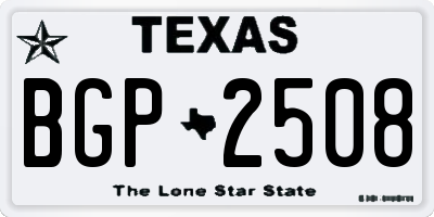 TX license plate BGP2508