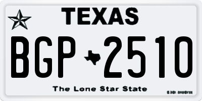 TX license plate BGP2510