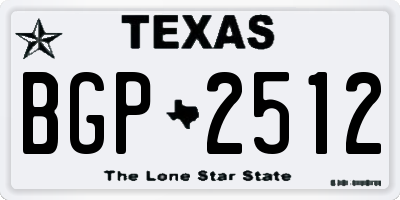 TX license plate BGP2512