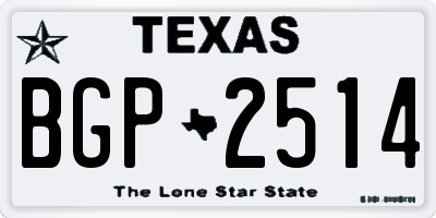 TX license plate BGP2514