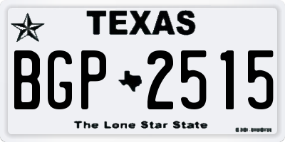 TX license plate BGP2515