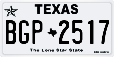 TX license plate BGP2517