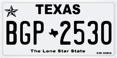 TX license plate BGP2530