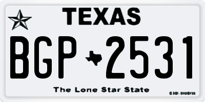 TX license plate BGP2531