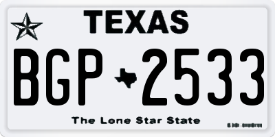 TX license plate BGP2533