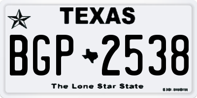 TX license plate BGP2538