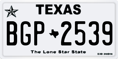 TX license plate BGP2539