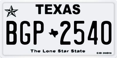 TX license plate BGP2540