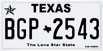 TX license plate BGP2543
