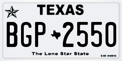 TX license plate BGP2550