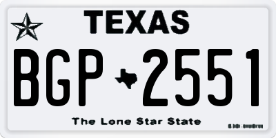 TX license plate BGP2551
