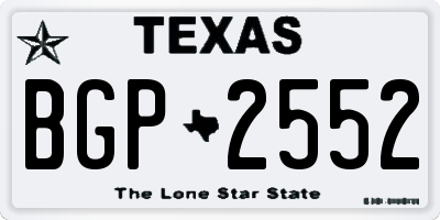 TX license plate BGP2552