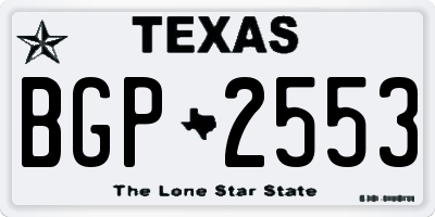 TX license plate BGP2553