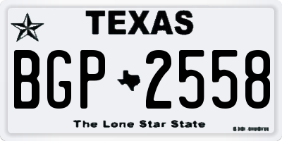 TX license plate BGP2558