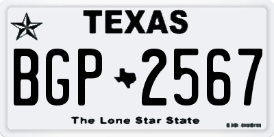 TX license plate BGP2567