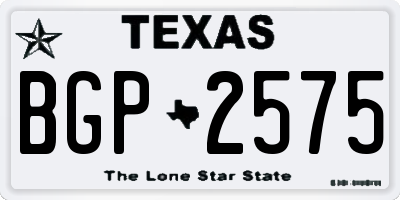TX license plate BGP2575