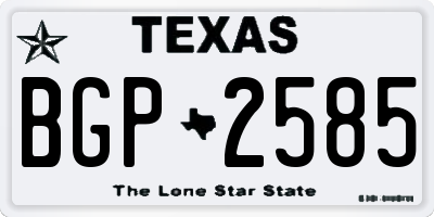TX license plate BGP2585