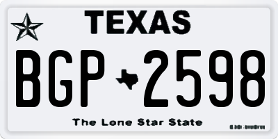 TX license plate BGP2598