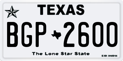 TX license plate BGP2600