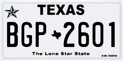 TX license plate BGP2601