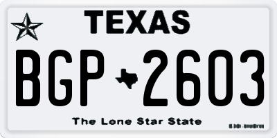 TX license plate BGP2603