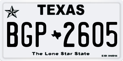 TX license plate BGP2605