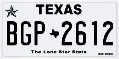TX license plate BGP2612