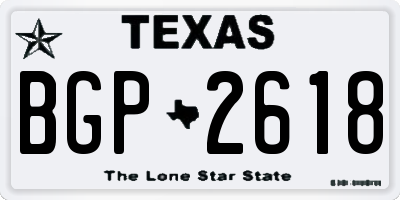 TX license plate BGP2618