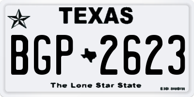 TX license plate BGP2623