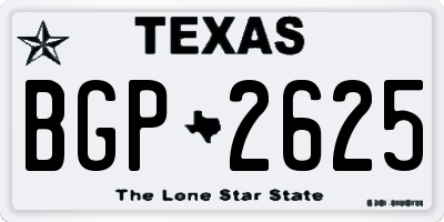 TX license plate BGP2625