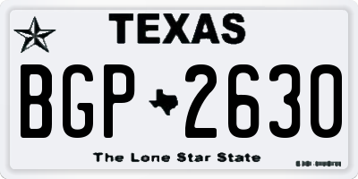 TX license plate BGP2630