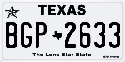 TX license plate BGP2633