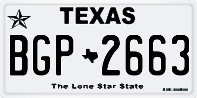 TX license plate BGP2663