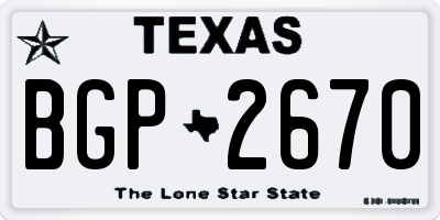 TX license plate BGP2670