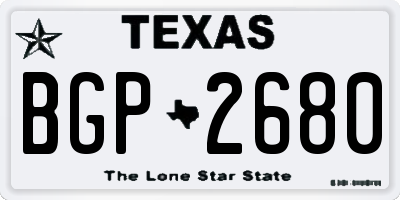 TX license plate BGP2680
