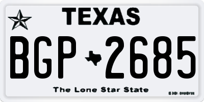 TX license plate BGP2685