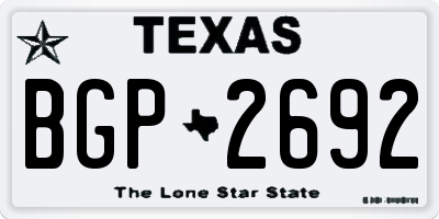 TX license plate BGP2692