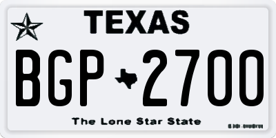 TX license plate BGP2700