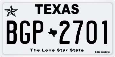TX license plate BGP2701