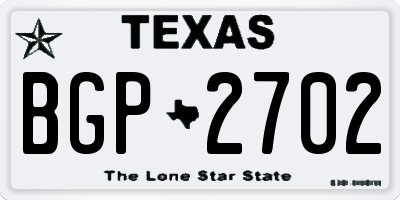 TX license plate BGP2702