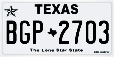 TX license plate BGP2703
