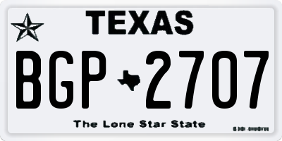 TX license plate BGP2707