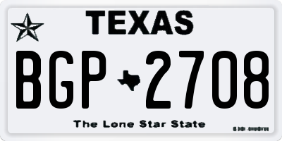 TX license plate BGP2708