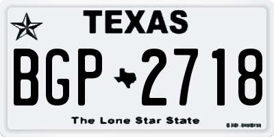 TX license plate BGP2718
