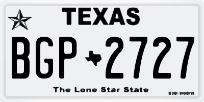 TX license plate BGP2727
