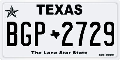 TX license plate BGP2729