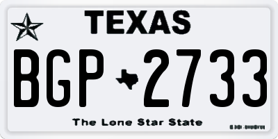 TX license plate BGP2733