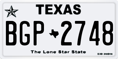 TX license plate BGP2748