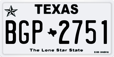 TX license plate BGP2751